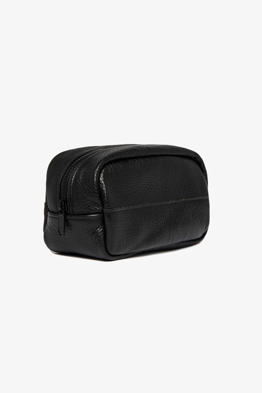 Luxury black leather toiletry bag